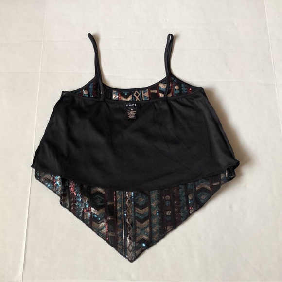 RUE21 COLORFUL SEQUINS BOHO PRINT TANK TOP/EUC - Picture 12 of 14